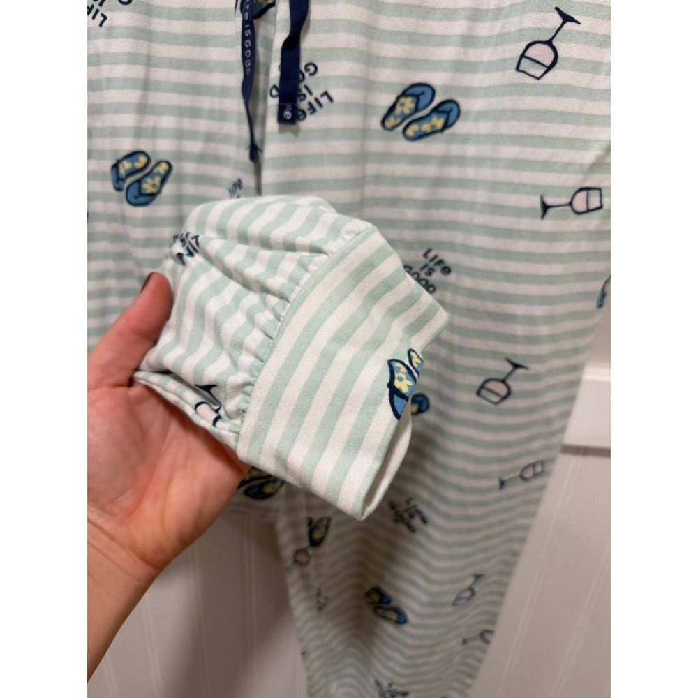 Life is Good Sleep Pull On Pajama Bottoms Stripes Flip Flop Women Size Large - Picture 4 of 7